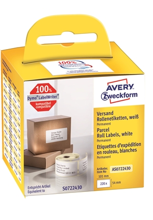 Avery etiquetas de envío en rollo 101 x 54 mm, 220 unidades.
